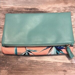 Rachel Pally Green and Pink Clutch with Floral Design